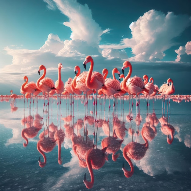 a flamingo flamingos in lake