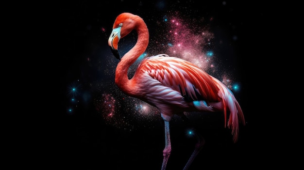 A flamingo is shown in this image.