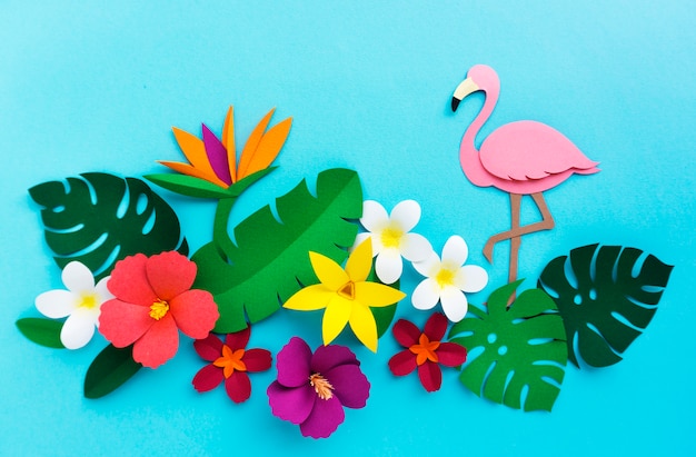 Flamingo Nature Papercraft Leaves Plants