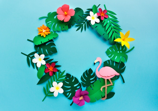 Flamingo Nature Papercraft Leaves Plants