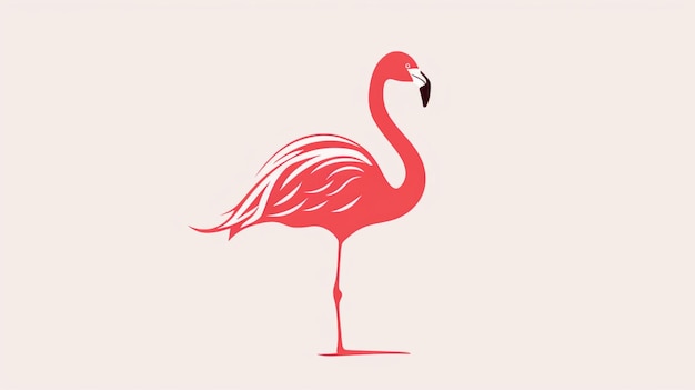 Flamingo one line drawing Continuous single hand drawn summer symbol