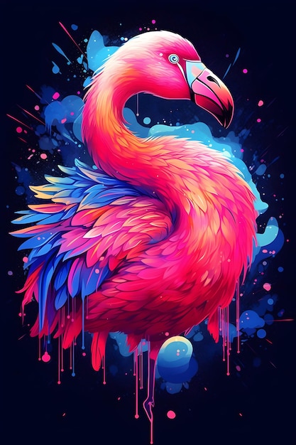 A flamingo in watercolor style for tshirt design