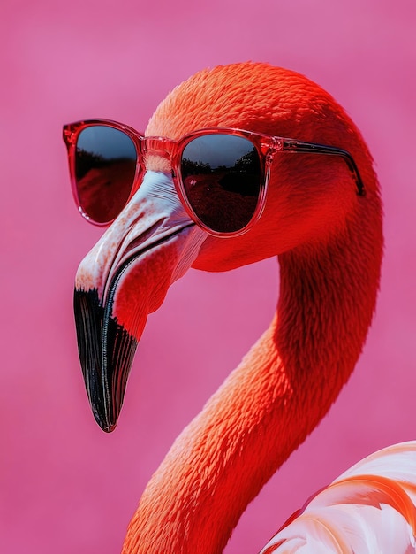 Photo flamingo with sunglasses