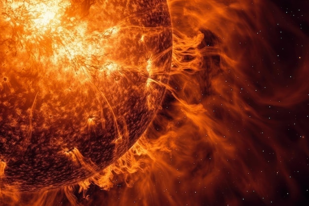 Flare in the sun fiery explosion in the universe generative ai