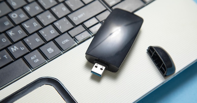 Flash drive with a computer keyboard