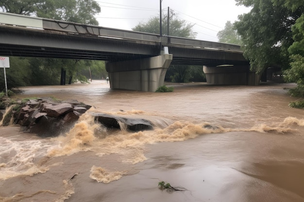 Flash flood engulfs bridge with cars and people swept away in raging waters