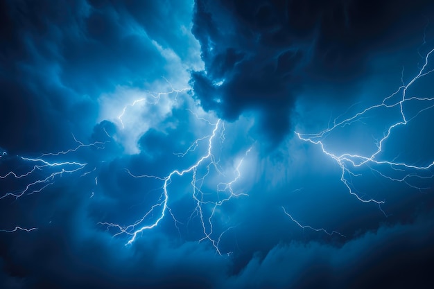 Flash Flood Intense Lightning Strikes in the Stormy Sky