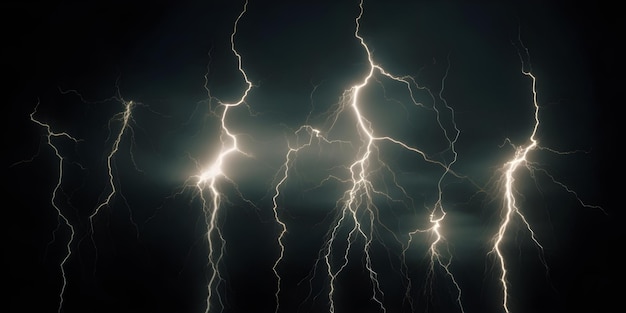 Flash of lightning on dark background Thunderstorm AI generated