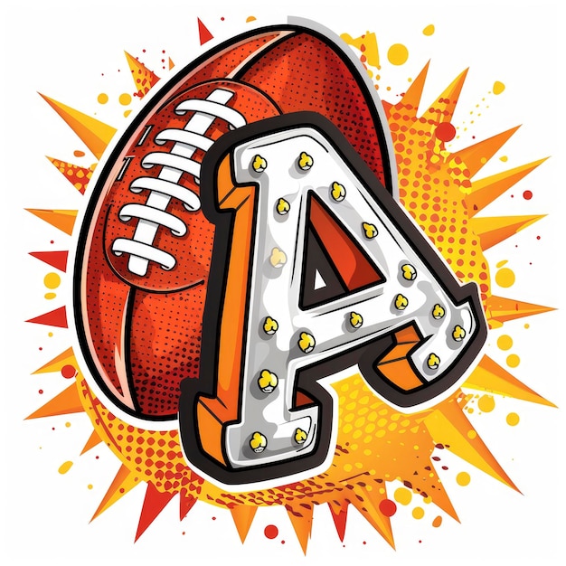 Photo a flashcard with the letter a is for american football a vector illustration promoting the sport