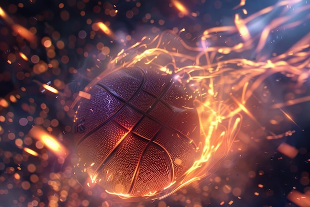 Flashy Depiction of a Basketball in Action