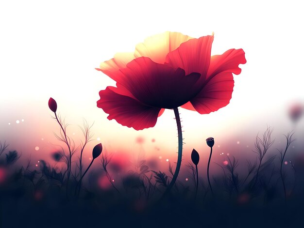 Flat Abstract glowing poppy with text Remember the Heroes concept as An emotional banner design feat