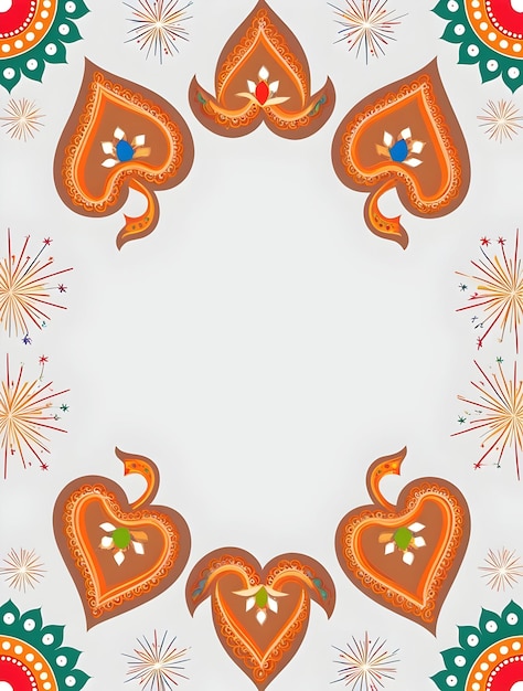 Flat Abstract Rangoli and Sparkler Shapes Border Frame for Festive Promotions Artistic Cultural De