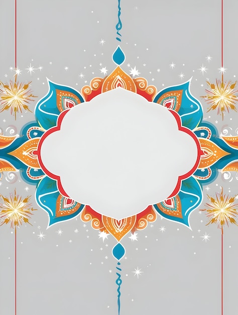 Flat Abstract Rangoli and Sparkler Shapes Border Frame for Festive Promotions Culturally Rich and