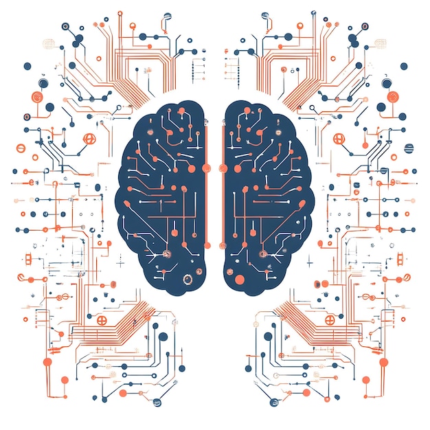 Photo flat ai driven digital brain frame concept as a minimalistic border frame with brainwave and circuit