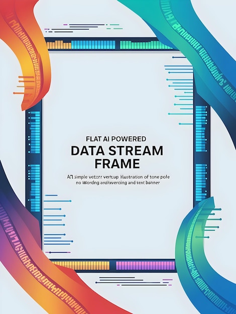 Photo flat ai powered data stream frame concept as a clean border frame featuring dynamic data streams on