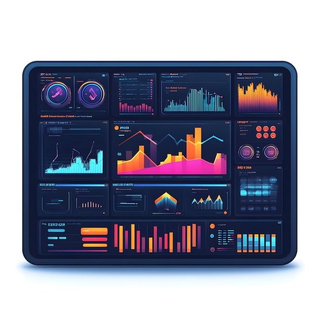 Flat AI Powered Financial Dashboard Background concept as A glossy background featuring a financial