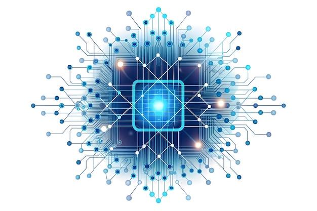 Photo flat ai powered quantum circuit frame cutting edge concept with glowing effects for smart business