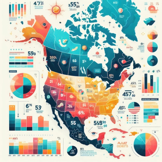 Photo flat america map infographic template