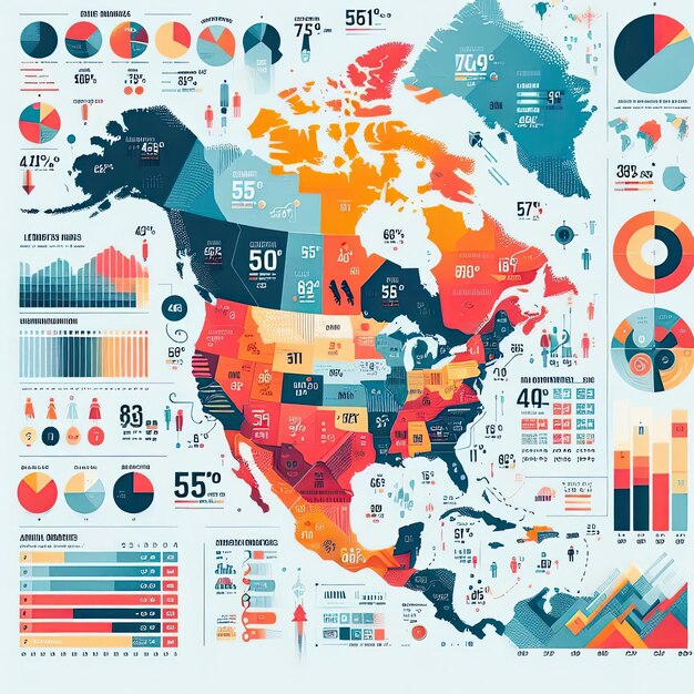 Photo flat america map infographic template