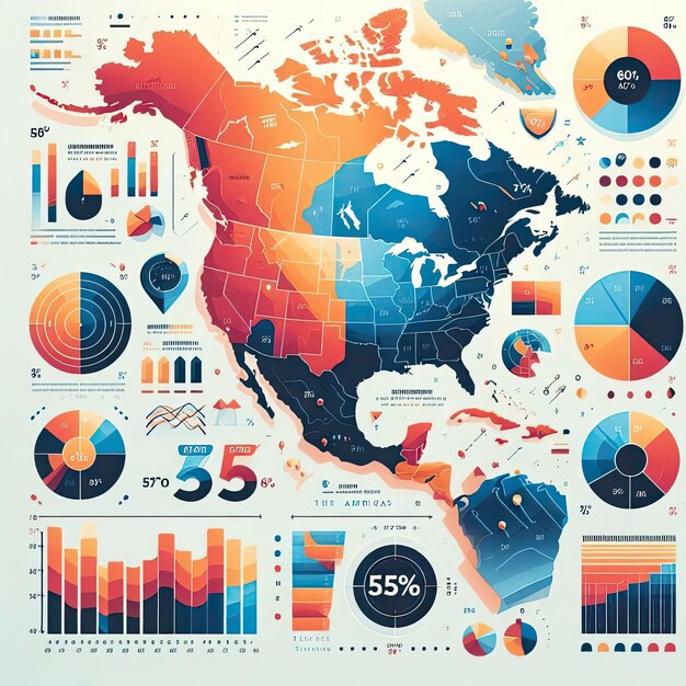 Photo flat america map infographic template