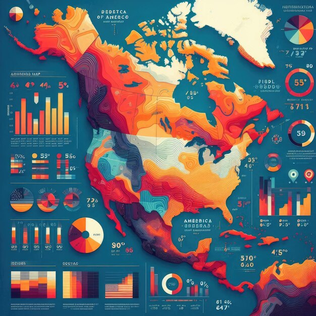 Photo flat america map infographic template