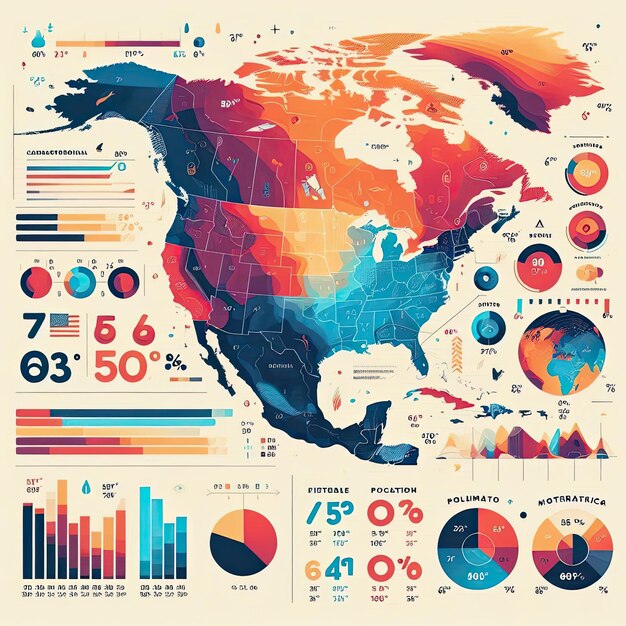 Photo flat america map infographic template