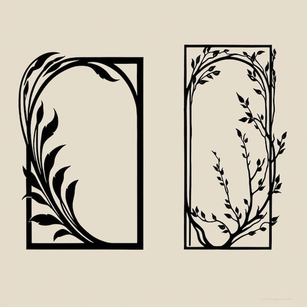 Photo a flat art nouveau frame design template