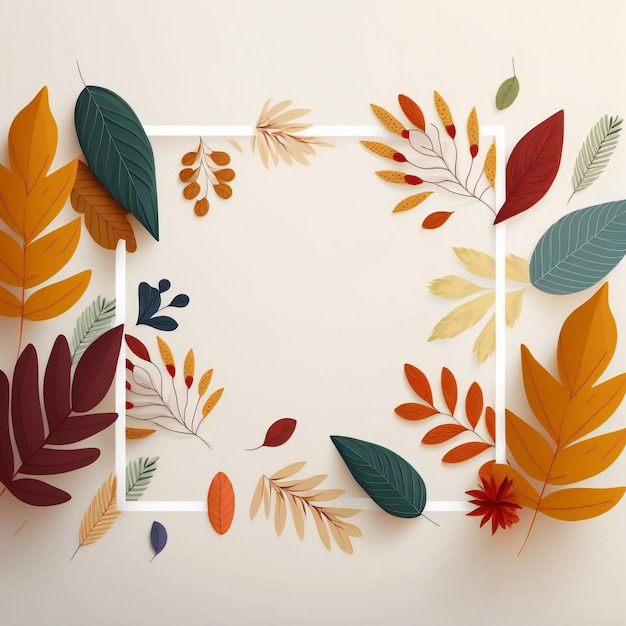 Flat Autumn leaves arrangement  background