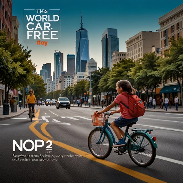 Photo flat background design for world carfree day