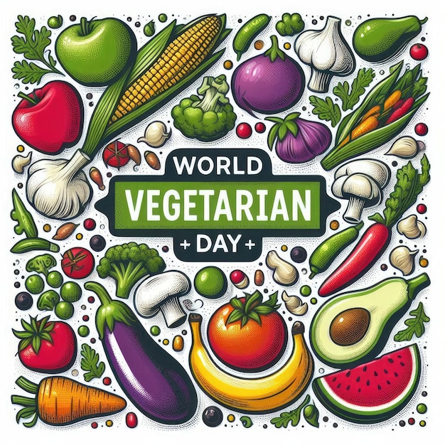 Photo flat background design for world vegetarian day modern and simple