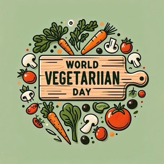 Photo flat background design for world vegetarian day simple and modern