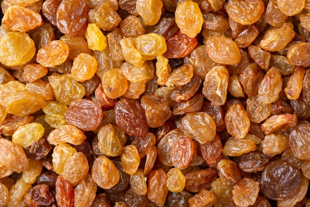 Flat background of raisins