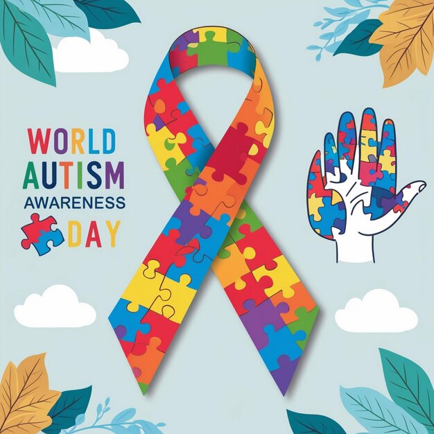 Photo flat background for world autism awareness day