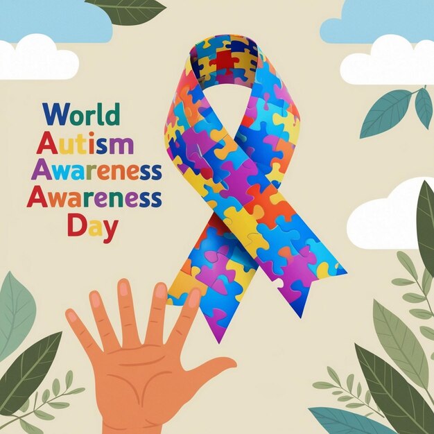 Photo flat background for world autism awareness day