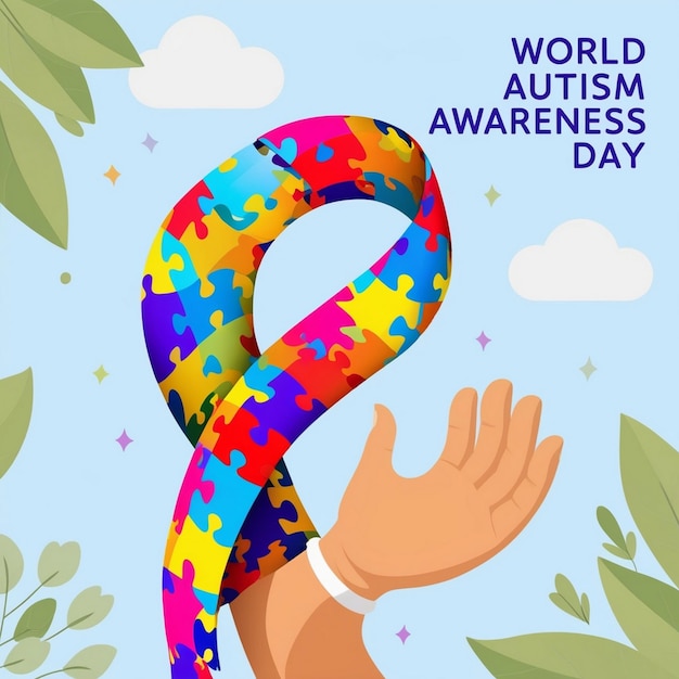 Photo flat background for world autism awareness day