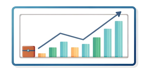 Photo flat border frame design with credit cards and profit charts for financial growth sleek vector ill