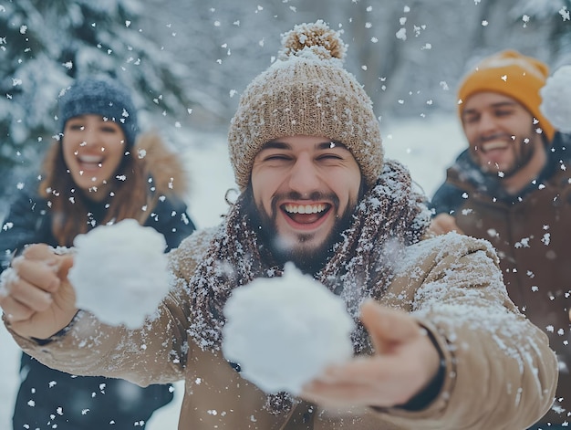 Flat Candid Family Enjoying Hot Soup at Outdoor Winter Festival Cozy Festive Atmosphere with Natur