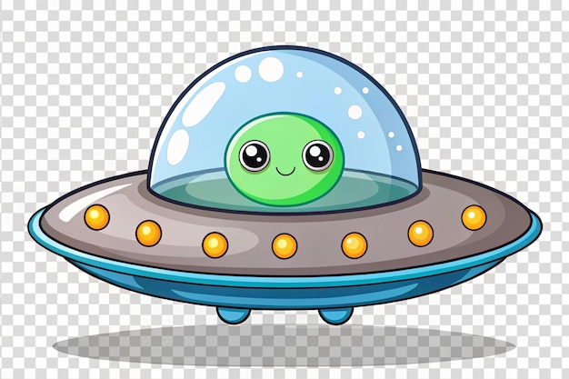 Photo flat cartoon ufo alien spaceship icon cute animated vector illustration isolated on transparent background