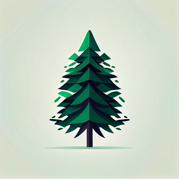 Flat Christmas tree cartoon wallpaper Modern flat design in winter Minimalist winter wallpapers