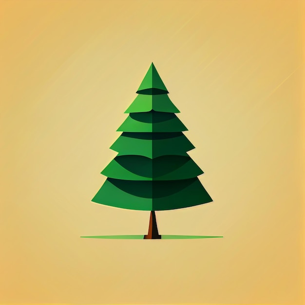 Flat Christmas tree cartoon wallpaper Modern flat design in winter Minimalist winter wallpapers