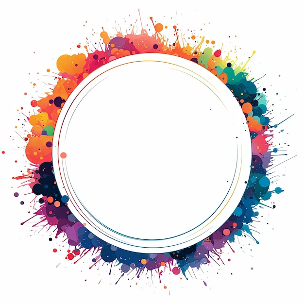 flat circle frame template vector style digital art white background