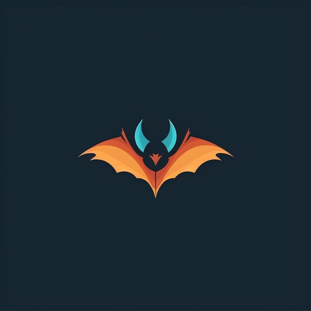 flat color bat logo vector