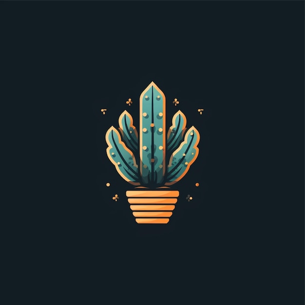 flat color cactus logo vector