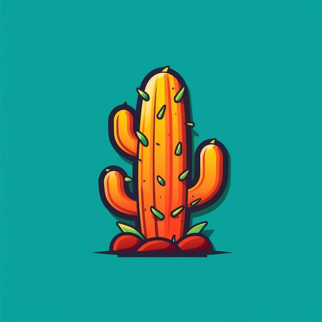 flat color cactus logo vector