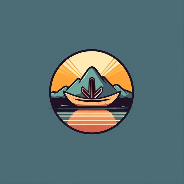 flat color canoe logo vector