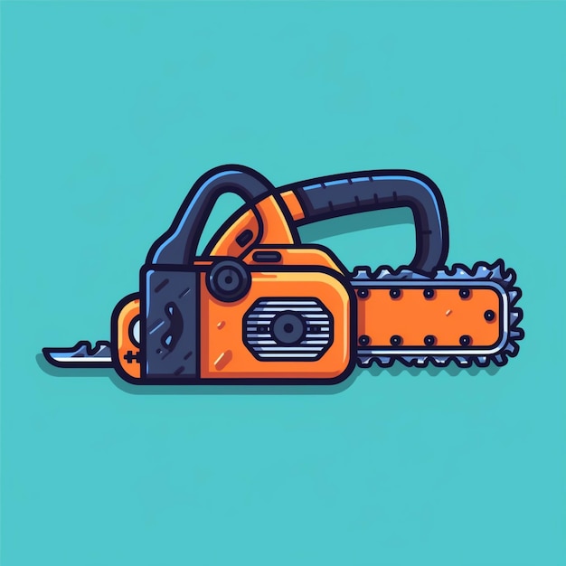 flat color chainsaw logo vector