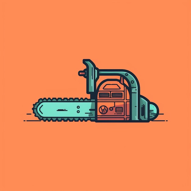 flat color chainsaw logo vector