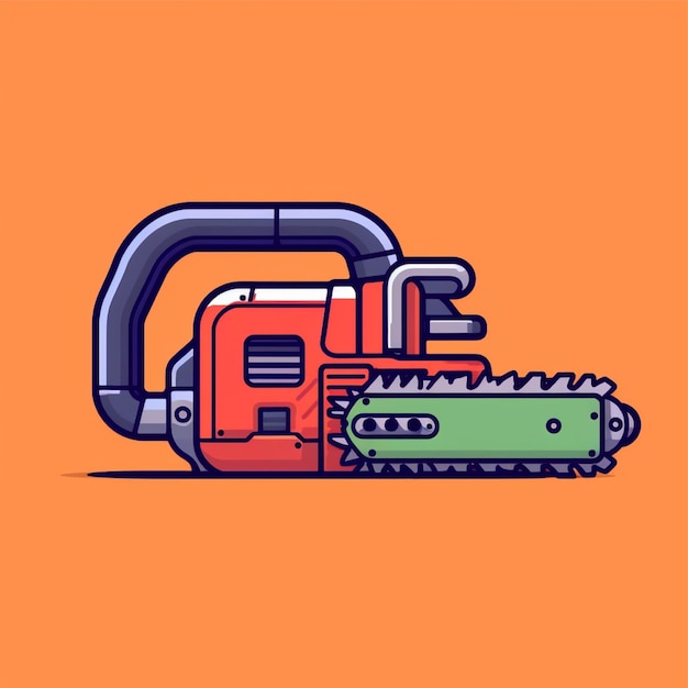 flat color chainsaw logo vector