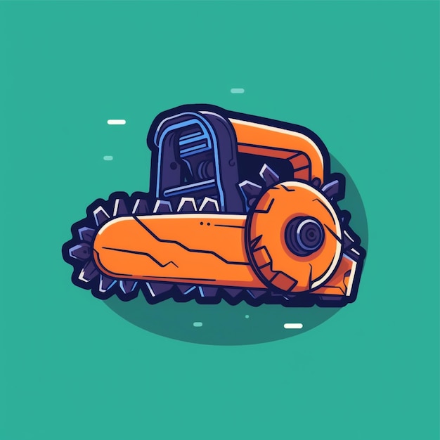 flat color chainsaw logo vector