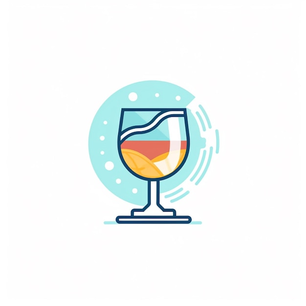 flat color drink glass logo vector